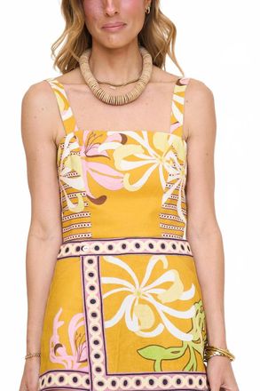Ciebon Loren Floral Print Crop Top In Mustard/yellow Multi