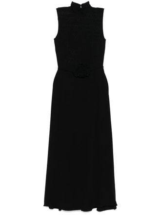 Rotate floral-appliqu&eacute; maxi dress - women - Viscose - 38 - Black