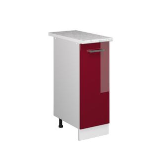Vicco Mueble Bajo Universal R-line, Rojo Burdeos Alto Brillo, 30 Cm Con Puerta, Con Encimera Vicco