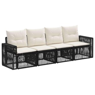 vidaXL Conjunto De Sof&aacute;s De Jard&iacute;n 4 Pcs Negro Y Blanco Crema Vidaxl