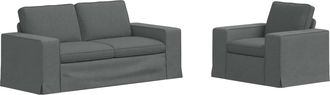 vidaXL Juego De Sof&aacute; 2 Uds. Gris Oscuro Tela Vidaxl