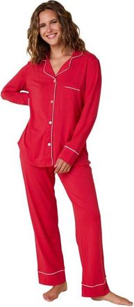 The Cats Pajamas Pima Knit Pajama Set in Red at Nordstrom, Size X-Large