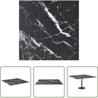 vidaXL Piano tavolo marmo - Piano Tavolo Nero 70x70 cm 6 mm Vetro Temperato Design Marmo