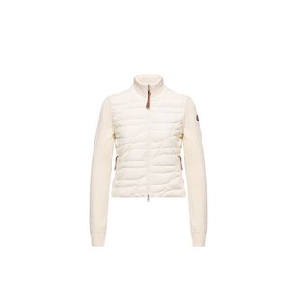 Moncler Moncler Cotton Blend Padded Zip-up Cardigan, Women, White, Size: Xs