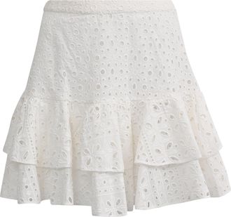 Charo Ruiz Ibiza Charo Ruiz Noa Eyelet Mini Skirt in White Cotton