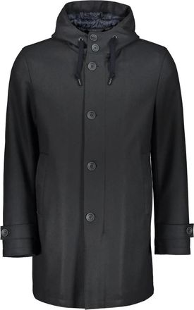 Herno Trench Coats, male, Black, L, Padded Jacket with Adjustable Hood