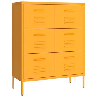 Berkfield Home Drawer Cabinet Mustard Yellow 80x35x101.5 cm Steel