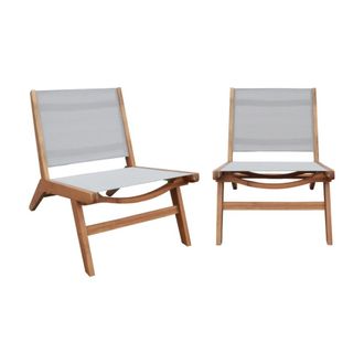 Sweeek Sill&oacute;n relax de madera de acacia y textilene, set de 2, gris