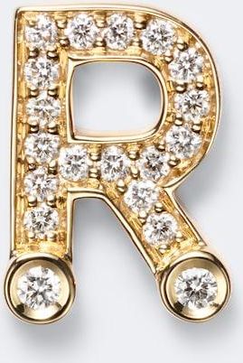 Sophie Bille Brahe Initial Petite R 18kt gold single earring with diamonds