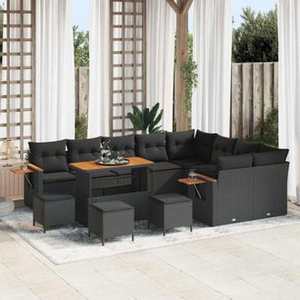 vidaXL Conjunto De Sof&aacute; De Jard&iacute;n 13 Pcs Negro 110 X 55 X 71 Cm Vidaxl