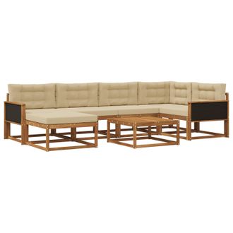 vidaXL Conjunto De Sof&aacute;s De Exterior Con Coj&iacute;n 7 Pcs Natural Y Beige Vidaxl