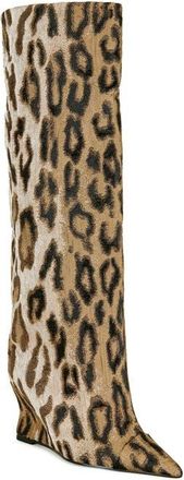 Azalea Wang Kenya Wide Shaft Wedge Boot in Kenya-Leopard at Nordstrom, Size 6