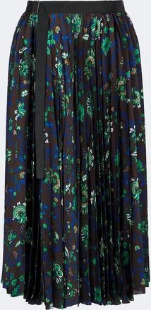 sacai Floral pliss&eacute; midi skirt