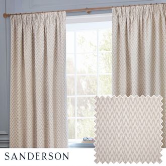 Sanderson Hutton Jacquard Room Darkening Pencil Pleat Curtains in Beige | Size: 229 cm width x 137 cm drop