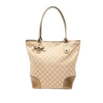 Gucci Pre-owned Tote Bags, female, Beige, Size: ONE SIZE Pre-owned Canvas Tote