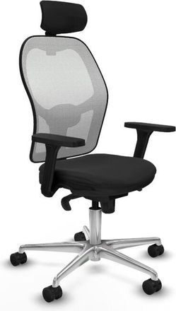 Piqueras y Crespo Piqueras Y Crespo - Jorquera Sincro Malla Blanca Similpiel Negro Brazos 3d Base Aluminio Cabecero 2d Ruedas 65mm Nailon