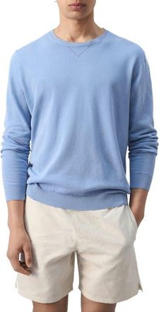 Mango Fine Knit Crewneck Cotton Sweater in China Blue at Nordstrom, Size Medium