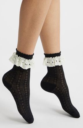 High Heel Jungle Bobby Lace Ankle Socks in Black at Nordstrom
