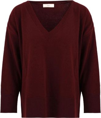 Akep Homer Detail Sweater - Dames - V-hals truien - Rood - XS - Wol - Truien & Vesten