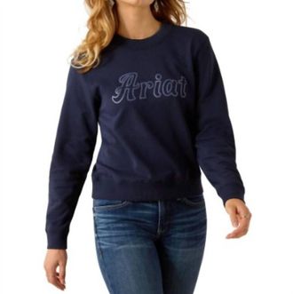 Ariat Womens Essential Crew Logo Sweatshirt In Black Iris