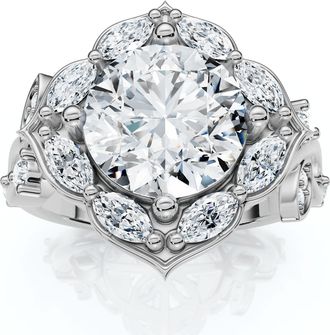 Pompeii3 Certified 2.50 - 6.40Ct Diamond Vine Engagement Ring 14k Gold Lab Grown