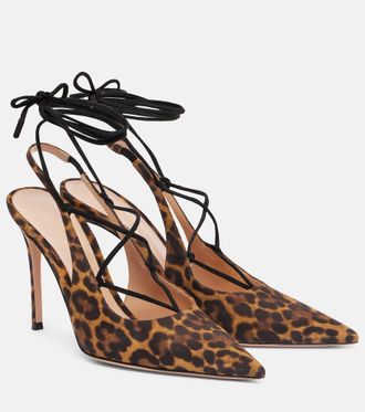 Gianvito Rossi 95 leopard-print suede slingback pumps
