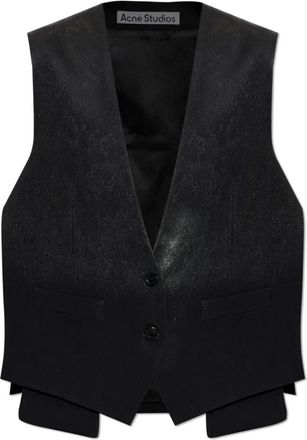 Acne Studios Shiny Effect Vest - Dames - Gillet - Zwart - M - Leer - Kostuums