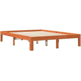 vidaXL Vidaxl - Bed Frame without Mattress Wax Brown 135x190 cm Double Solid Wood Pine