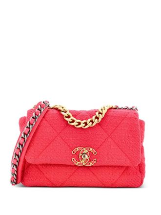Chanel 19 Flap Bag Quilted Tweed Medium crossbody bag - Rosa