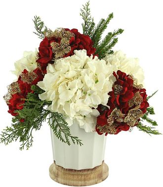 Creative Displays Inc. Holiday Arrangement With Red Hydrangeas & Evergreen