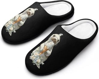 Generic Cute Sea with Icecream Funny Mens Cotton Slippers Soft Non-Slip Rubber Sole House Slipper Indoor Outdoor