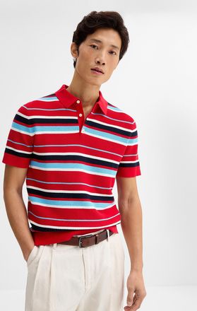 Le 31 Mens Textured striped knit Polo Shirt