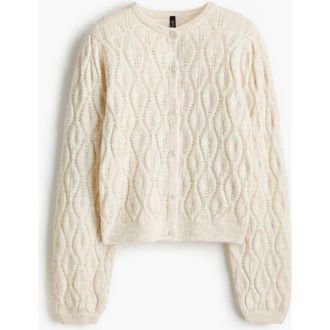H&M Pointelle-knit Cardigan in Light Beige at Nordstrom, Size X-Small