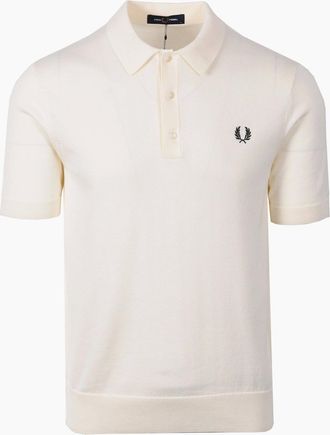 Fred Perry Mens FRED PERRY COTTON KNITTED SHIRT ECRU - Cream - Size: 42