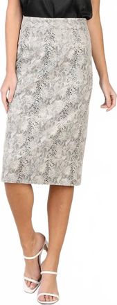 Skies Are Blue Clothing Faux Leather Reptile Print Midi Skirt In Ivory