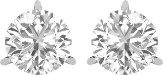 Diamond2Deal 14k Gold 0.50Ct Round Lab Grown Diamond Stud Earrings 3 Prong