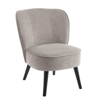 LOLAhome Sill&oacute;n butaca perla de chenilla y madera gris