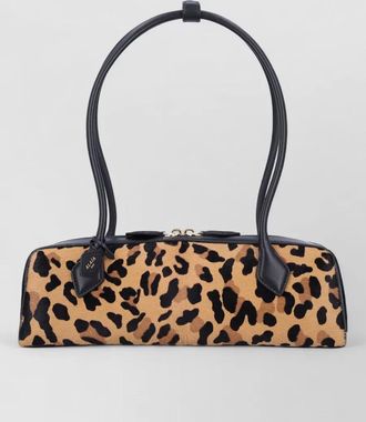 Alaia medium leopard shoulder bag long handles