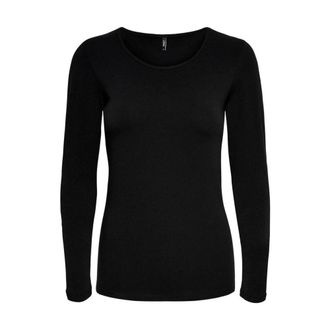 Only Long Sleeve T-Shirts, female, Black, M, Black Cotton Long Sleeve T-shirt