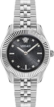 Versace Greca Time Diamond Bracelet Watch, 30mm in Stainless Steel at Nordstrom