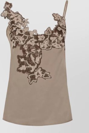 D.exterior lace trim sleeveless top