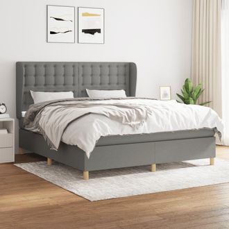 vidaXL Vidaxl - Cama Box Spring Con Colch&oacute;n Tela Gris Oscuro 160x200 Cm