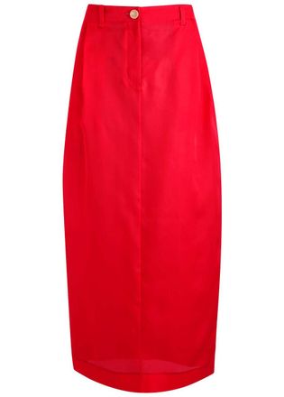 Khaite Lucian Semi-sheer Silk Maxi Skirt - Red - 6 (UK10 / S)