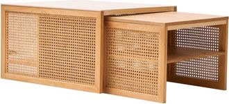 Nordlys Set 2 mesas bajas en madera y ratan