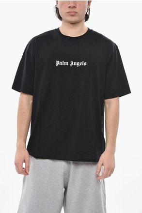 Palm Angels Slim-Fit Crewneck T-Shirt in Solid Color with Contrast Logo size Xxl