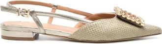 Roberto Festa Milano Rafia Slingback met kristalaccessoire - Dames - Ballerinas - Groen - 36 1/2 EU - Schoenen