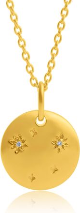 MAX + STONE Vermeil Aquarius Zodiac Pendant Necklace with White Sapphire Accents