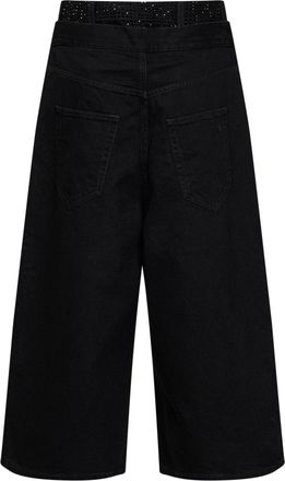 The Attico Womens Jeans Double-Waistband Black Cotton