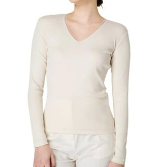 Fabiana Filippi Long Sleeve Tops, female, Beige, Size: XS Long Sleeve T-Shirt