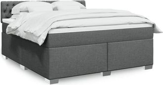 vidaXL Vidaxl - Cama Box Spring Con Colch&oacute;n Tela Gris Oscuro 180x200 Cm